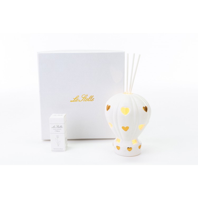 Profumatore Mongolfiera Led cuori oro piccolo