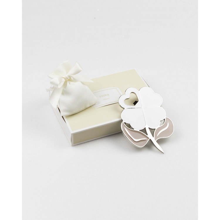 Apribottiglie quadrifoglio bianco/beige