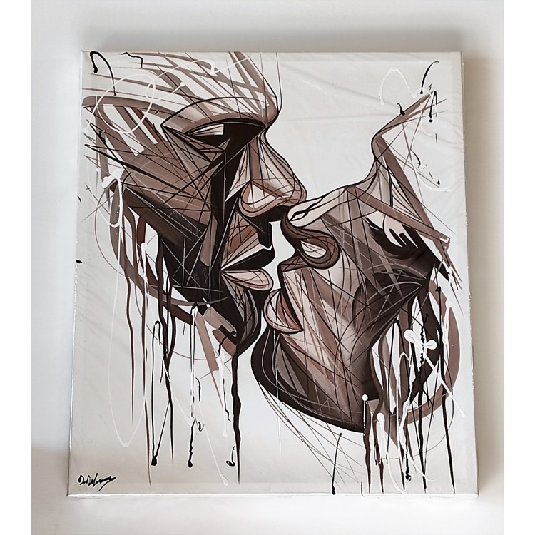 Bacio-quadro moderno dipinto a mano 65x75