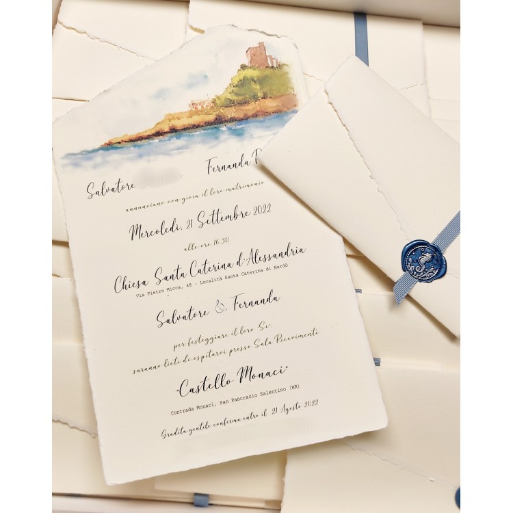 Partecipazione in carta Amalfi tema mare