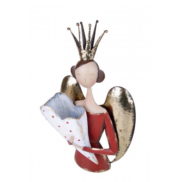 Angelo in latta rosso e oro h. 54 cm