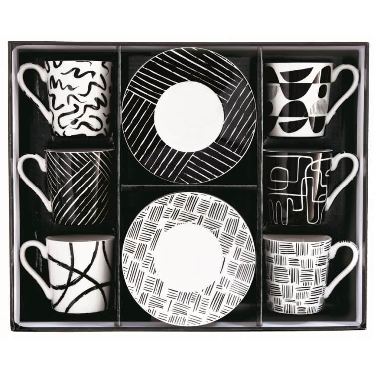 Set 6 tazzine con piattino linea Graffiti di Easy Life