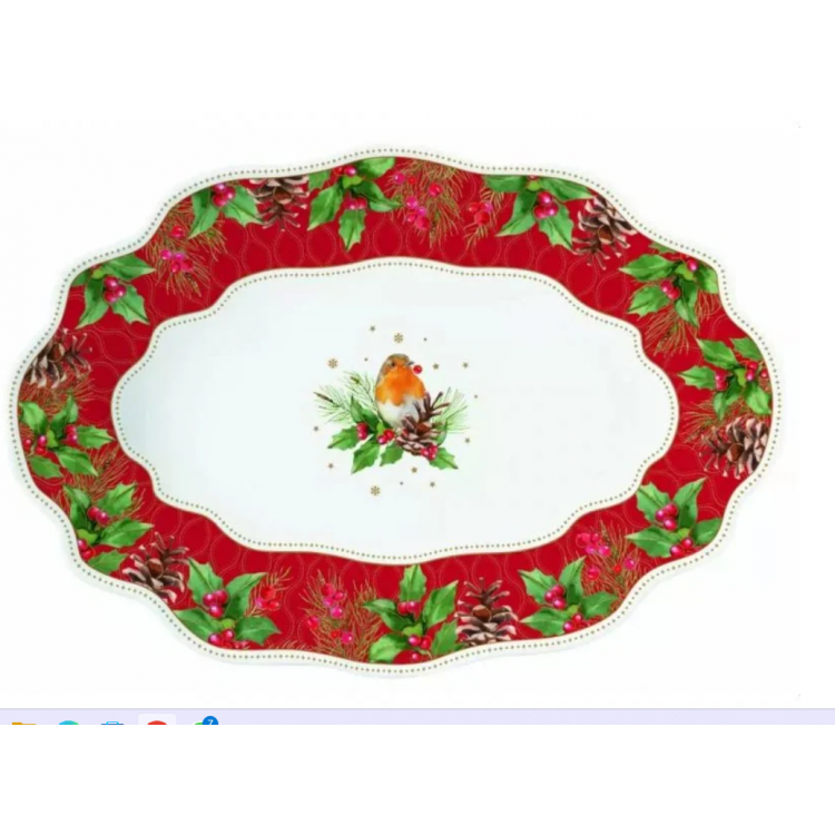 Piatto da portata in porcellana linea Christmas Berries di Easy Life