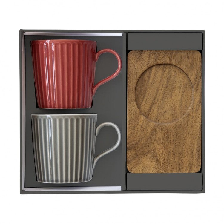 Set 2 mug in porcellana 380 ml linea TAKE A BREAK di Easy Life rosso e grigio