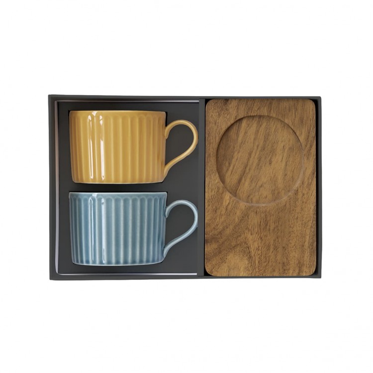 Set 2 mug in porcellana 250 ml linea TAKE A BREAK di Easy Life celeste e ocra