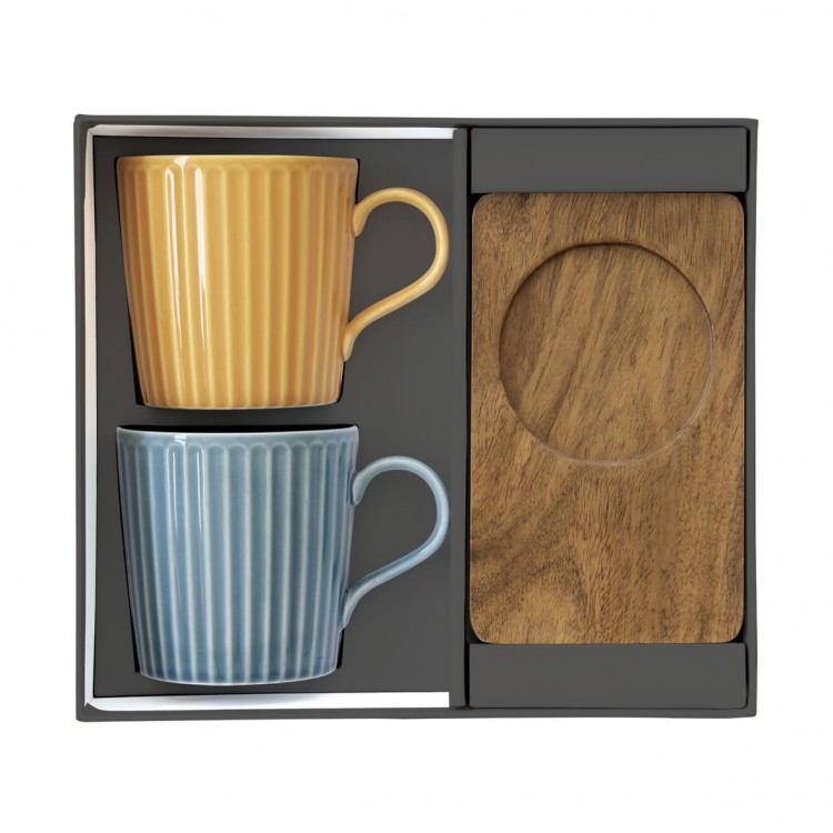 Set 2 mug in porcellana 380 ml linea TAKE A BREAK di Easy Life celeste e ocra