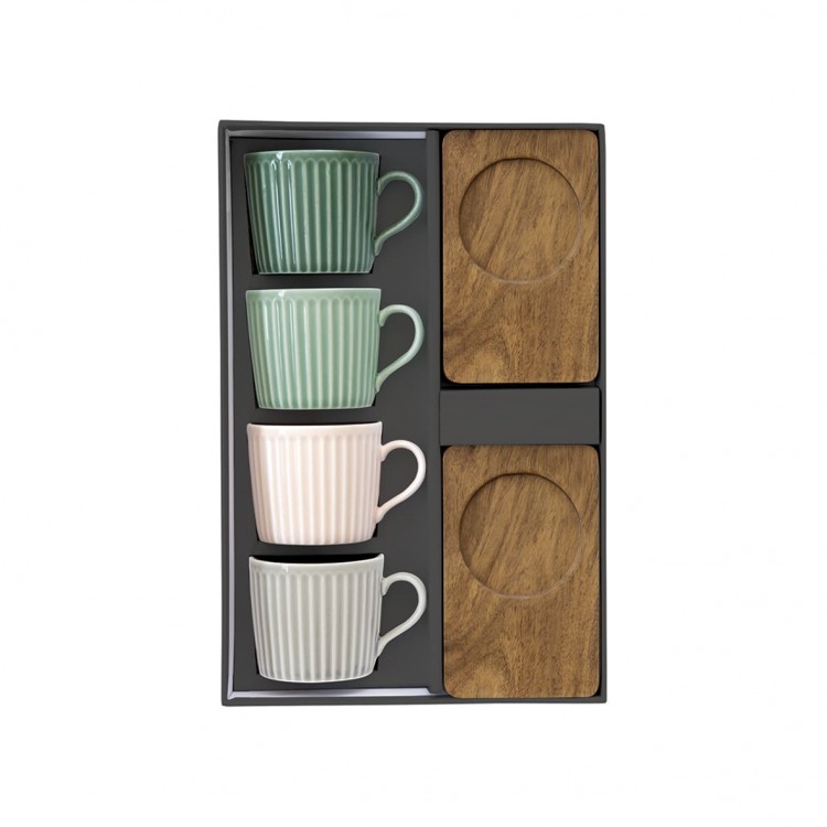 Set 4 tazzine da caffè 110 ml con piattino in bamboo linea Take a Break di Easy Life