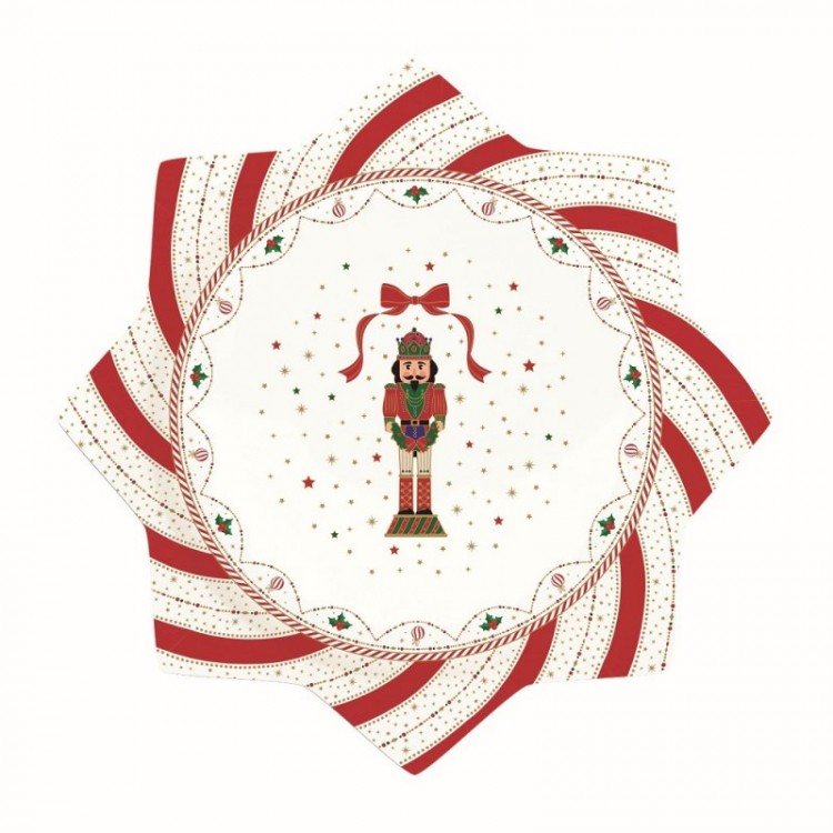 Piatto torta panettone in porcellana linea Nutcracker Twist di Easy Life