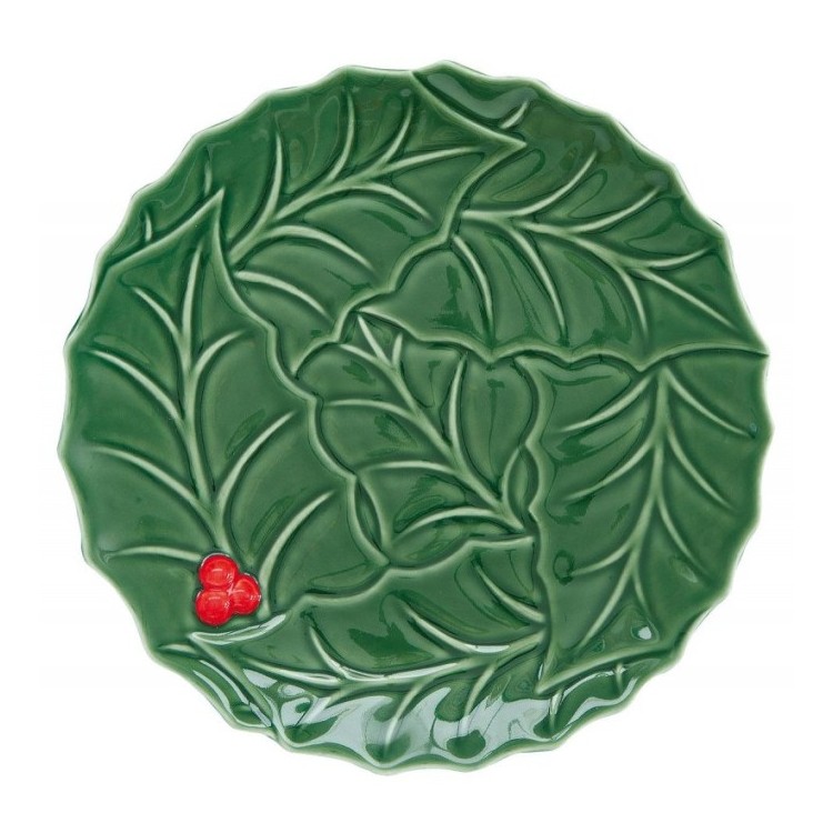 Vassoio in porcellana linea Holly & Berries Green di Easy Life