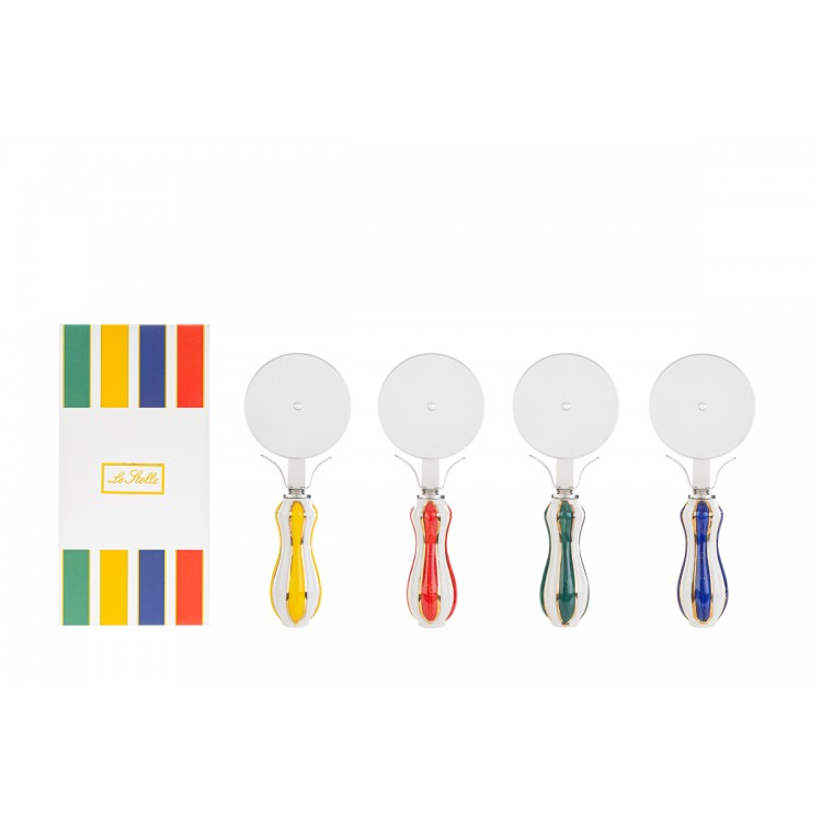 Bomboniera utile tagliapizza linea Circus acciaio e porcellana h.15 cm
