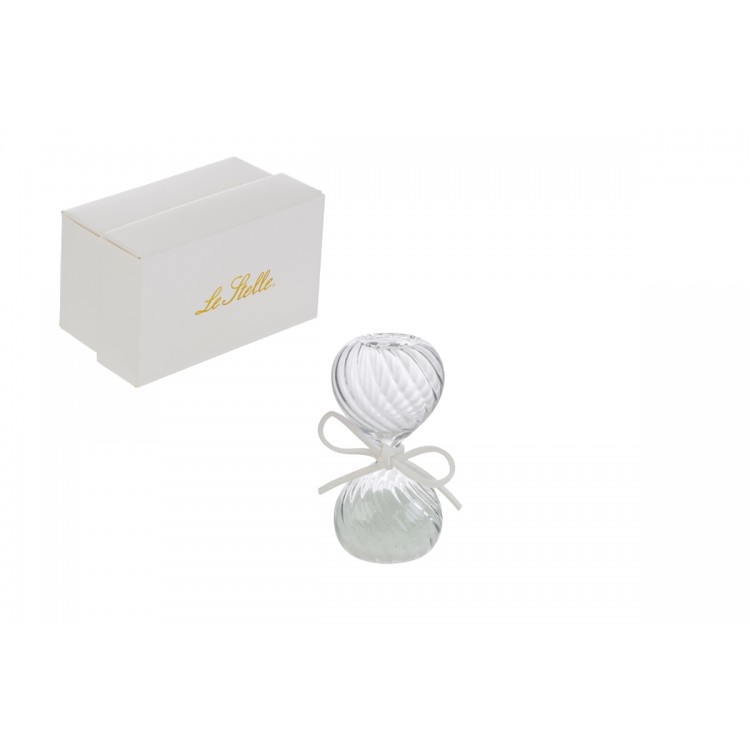 Clessidra in Vetro Bianco 8 cm con Fiocco Elegante Bomboniera