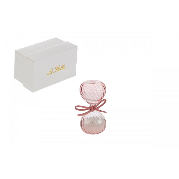 Clessidra in Vetro Rosa 8 cm con Fiocco Elegante Bomboniera