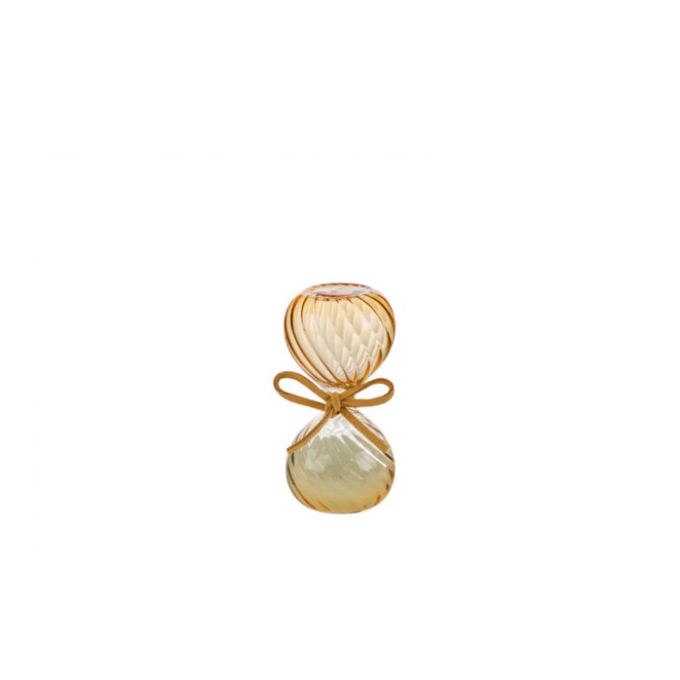 Clessidra in Vetro Color Ambra 8 cm con Fiocco Elegante Bomboniera