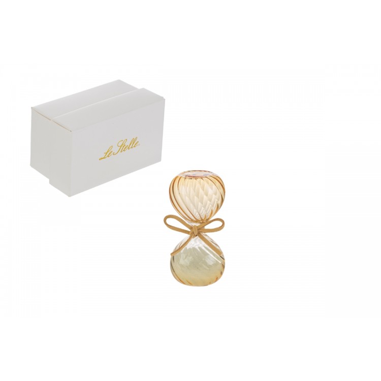 Clessidra in Vetro Color Ambra 12 cm con Fiocco Elegante Bomboniera