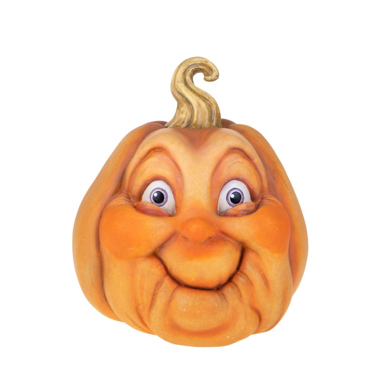 Zucca decorativa con volto simpatico – Arredo autunnale e Halloween