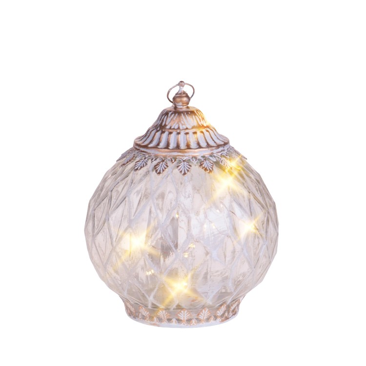 Lanterna Bianca/Oro D.15xH.18 cm con LED