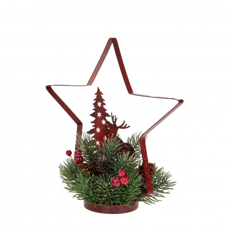 Centrotavola 20xH22 cm Stella con Renna