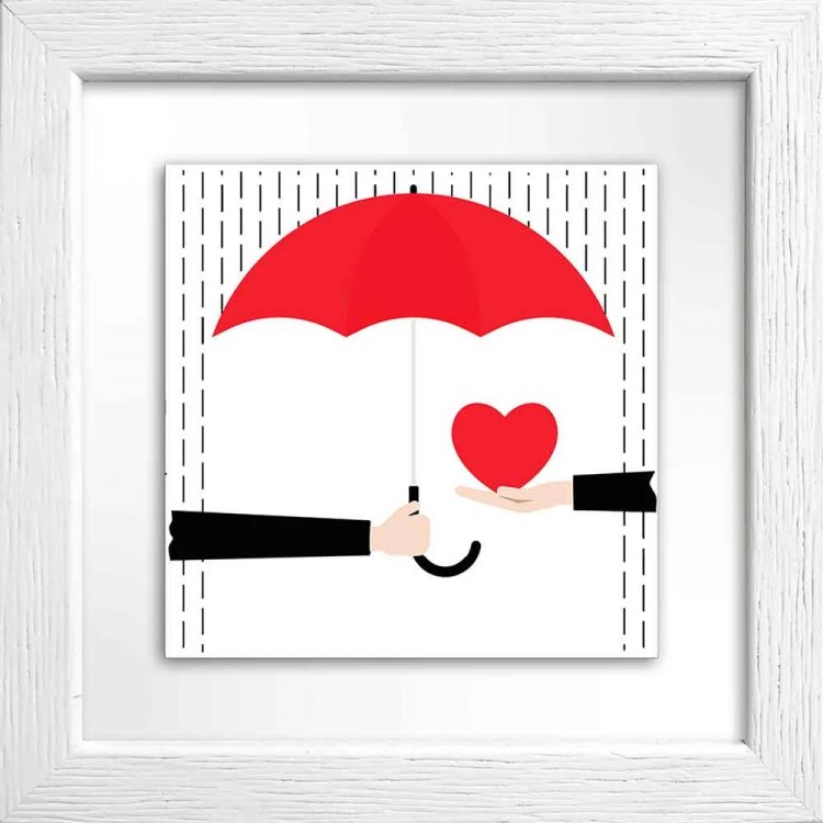 Quadretto in Legno e Ceramica da Parete “Umbrella Love” – Decorazione Romantica di Design
