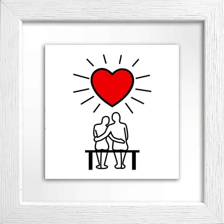 Quadretto in Legno e Ceramica da Parete “Love Together” – Decorazione Romantica di Design