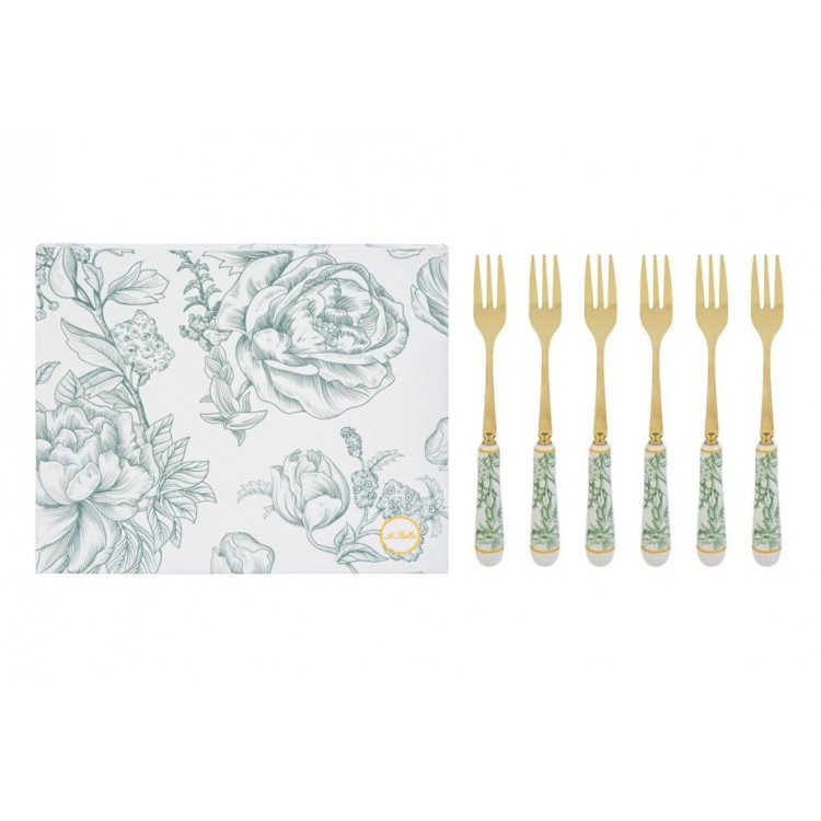 Set 6 Pz Forchettine Dec.Verde 15Cm C/Astuccio