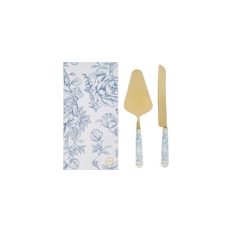 Set 2 Pz Taglia Torta Dec.Celeste 28Cm C/Astuccio