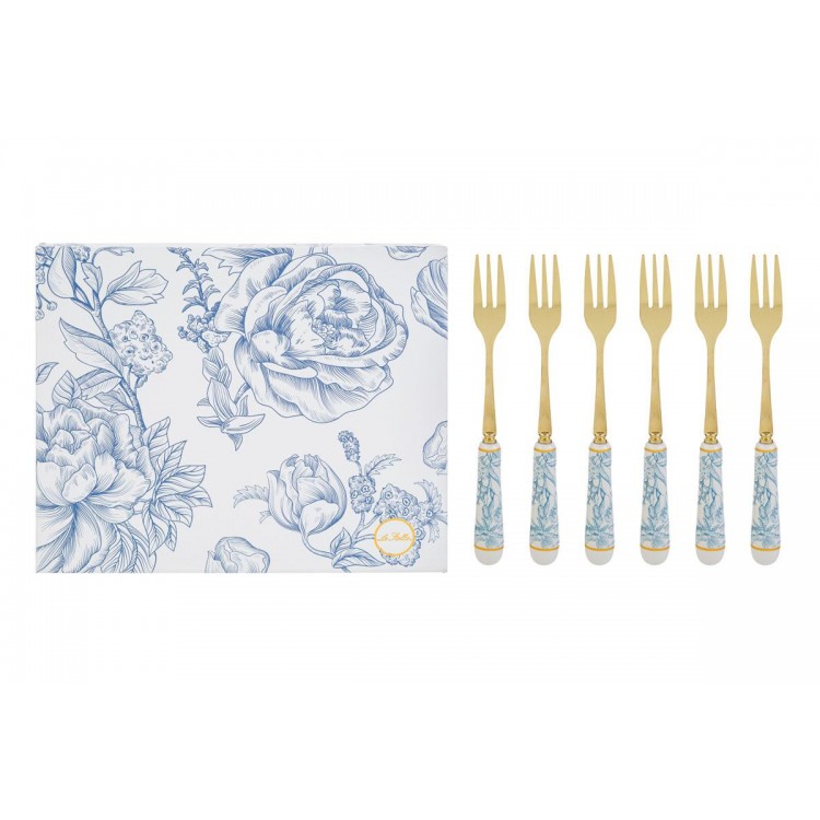 Set 6 Pz Forchettine Dec.Celeste 15Cm C/Astuccio