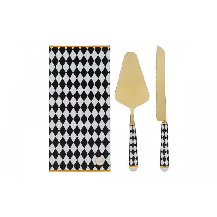 Set 2 Pz Taglia Torta Dec.Scacchi 28Cm C/Astuccio