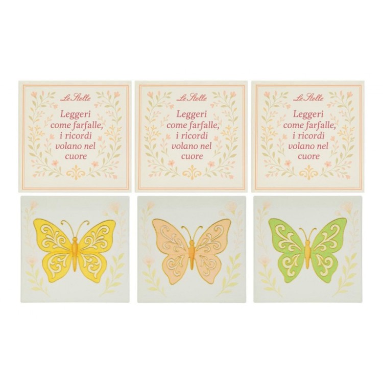 Poggiapentola Farfalla Ceramica 3 Ass. 15X15Cm C/Astuccio