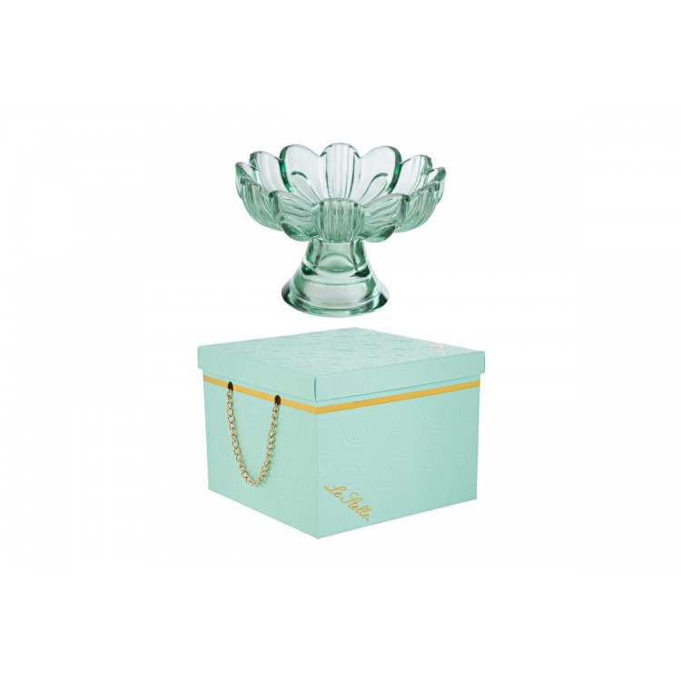 Fiore Alzatina Vetro Menta 14X14Xh.9,5Cm C/Box-Rose