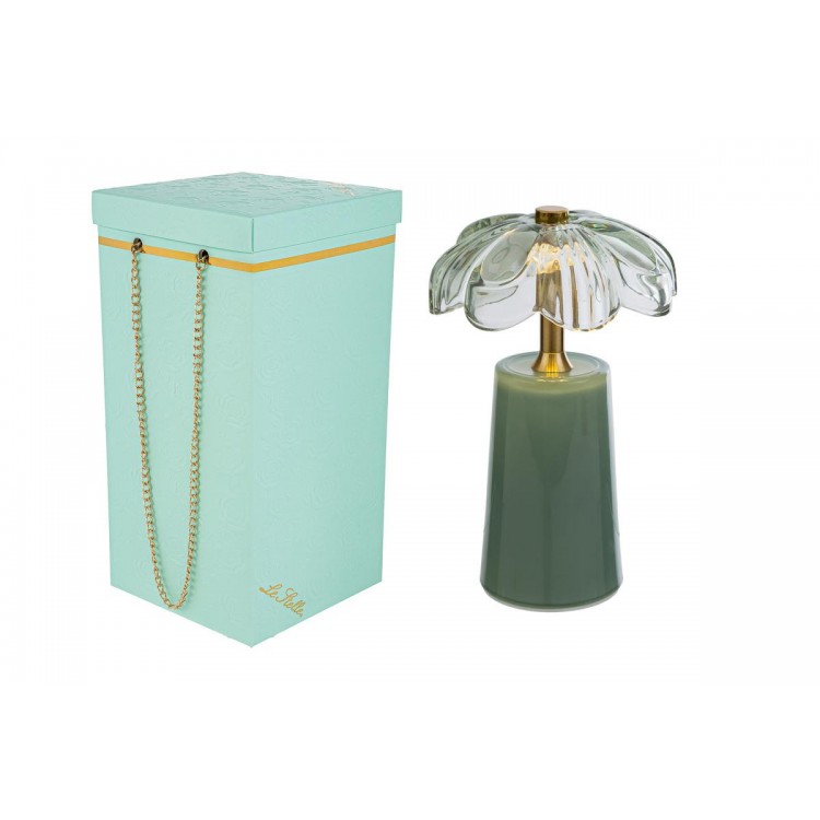 Lampada Vetro Fiore Menta 11X11Xh.18Cm C/Box-Rose