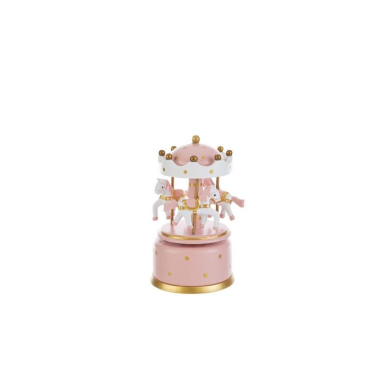 Carillon Legno Giostrina Rosa 7.5Xh.13Cm C/Shopper