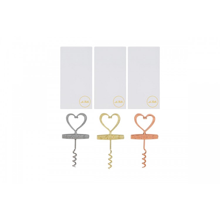 Apribottiglie Love Metallo 3 Ass.12X6Cm C/Astuccio