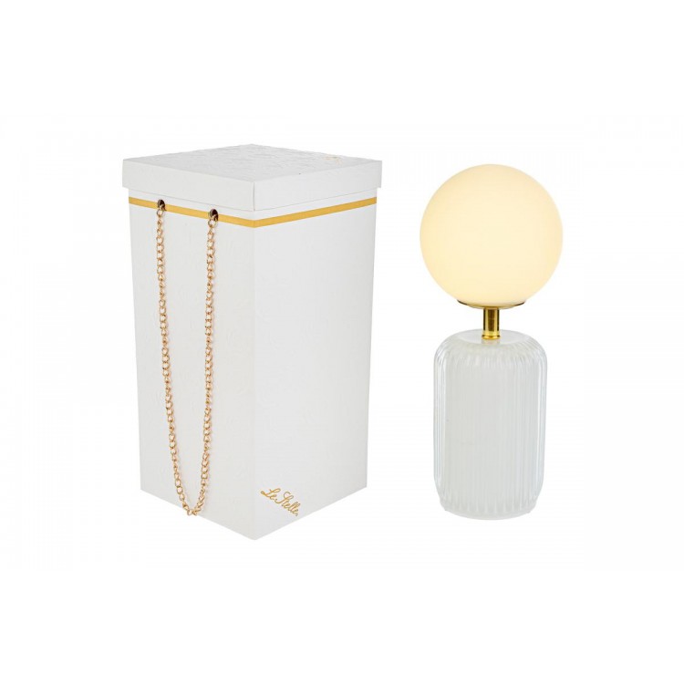 Lampada Vetro Bianca D. 10Xh.25Cm C/Box-Rose