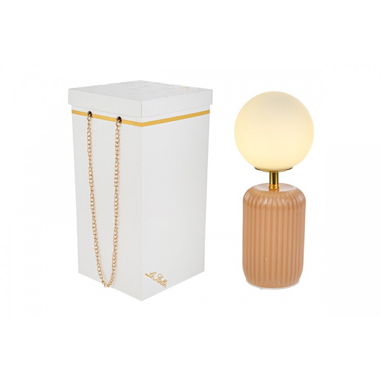 Lampada Vetro Beige D. 10Xh.25Cm C/Box-Rose