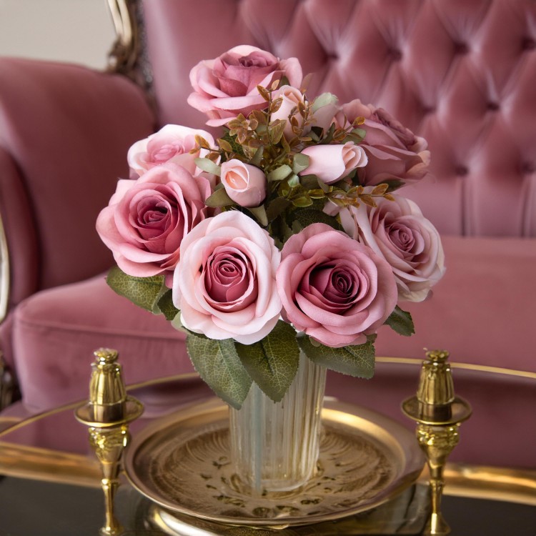 Bouquet Rose Anticato col. Rosa Antico – 39 cm