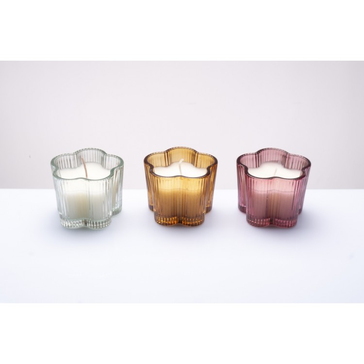 Set 3 Candele in Vetro 100 g – 3 Colori