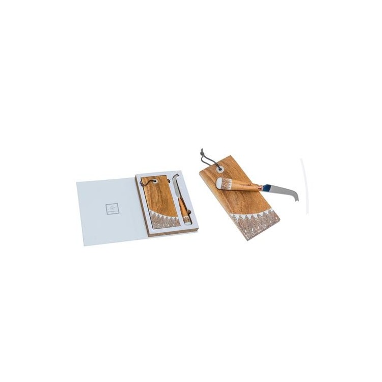 Set coltello per formaggio con tagliere in legno