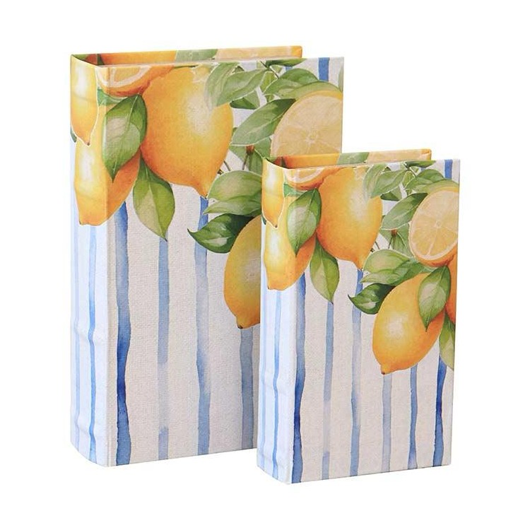 Set 2 Scatole Decorative Portaoggetti Limonicon Chiusura Magnetica in MDF Innovaliving