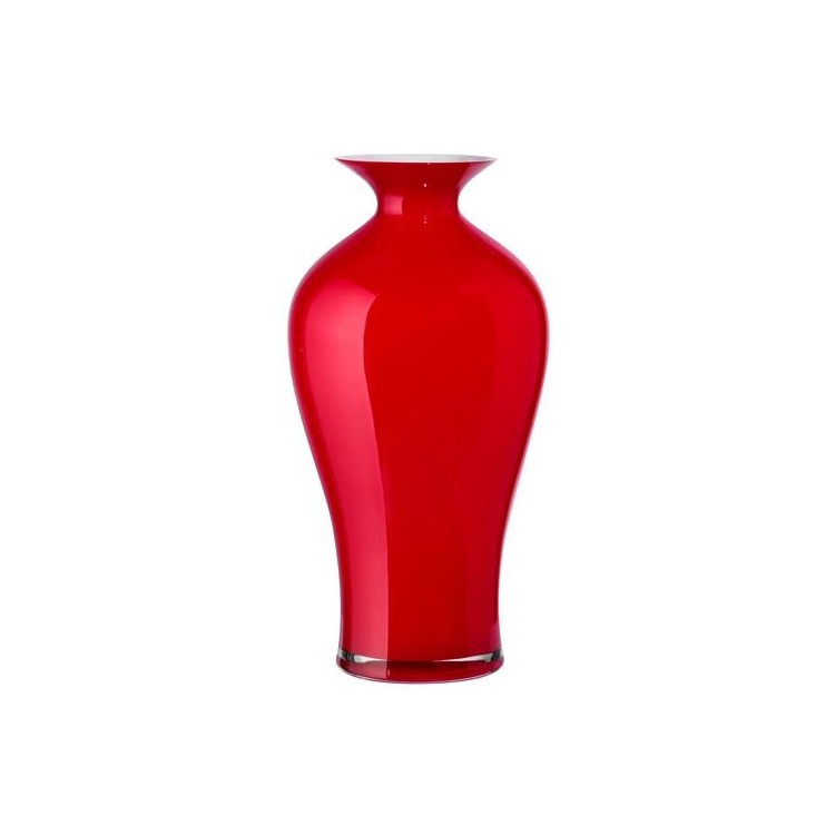 Vaso in Vetro Soffiato Rosso Aurora Onlylux – Vaso Decorativo Artigianale 42cm