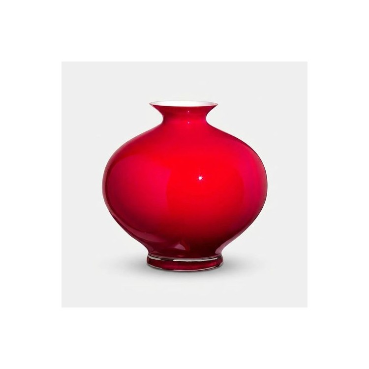 Vaso Bombato in Vetro Soffiato Rosso 30 cm Aurora Onlylux