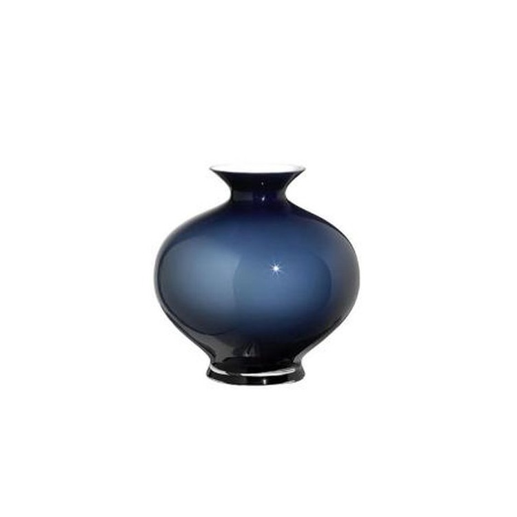 Vaso Bombato in Vetro Soffiato Orion Blu 30 cm Aurora Onlylux