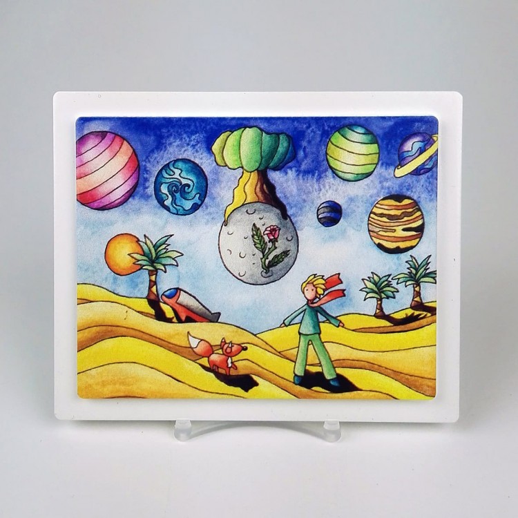 “C’era una volta” Piccolo Principe - Quadro in legno a due livelli cm 20x 26