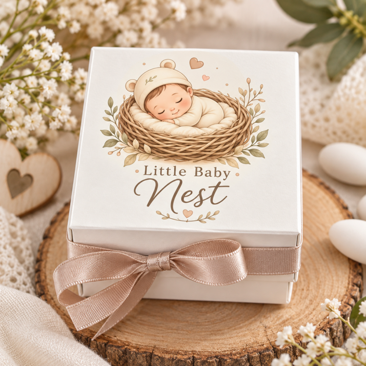 Scatola Porta Confetti per Benvenuto Nascita Confettata Battesimo Segnaposto – 6x6 cm