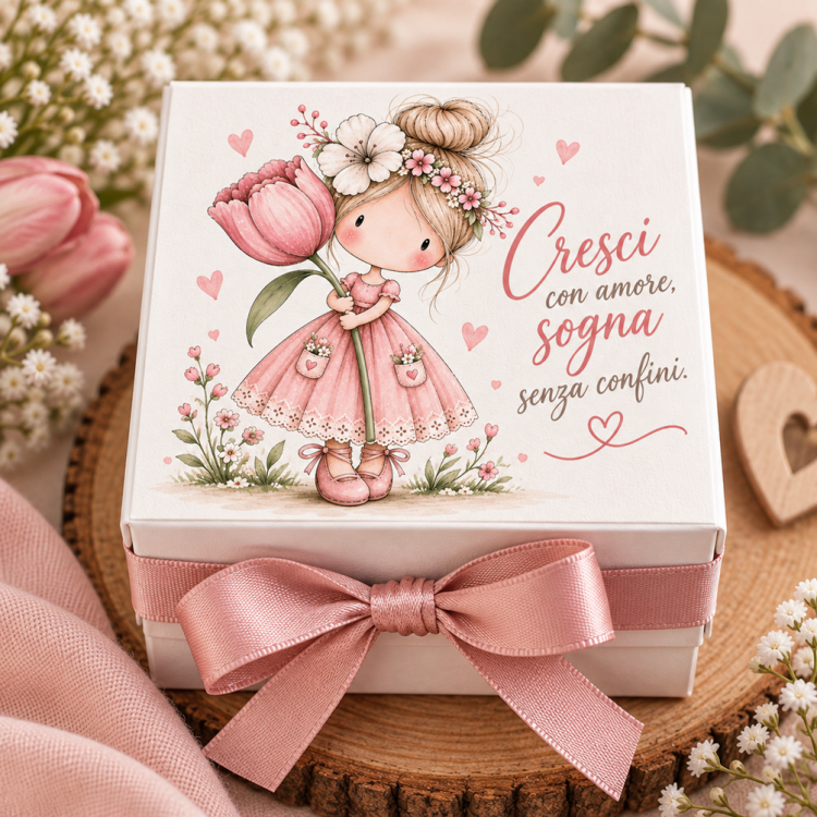 Scatola Porta Confetti Bimba - 6x6 cm